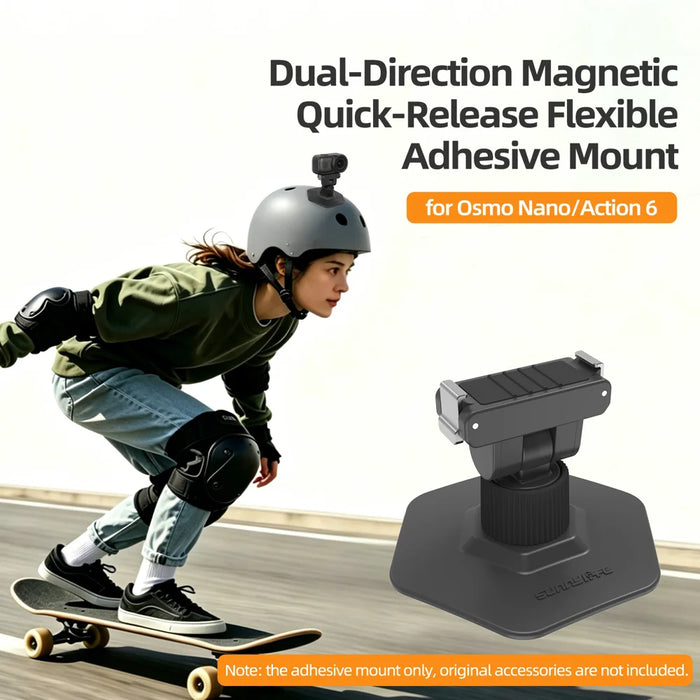 SUNNYLIFE for DJI Osmo Nano/Action 6 Magnetic Mount Quick Release Flexible Adhesive Base - Black - 2