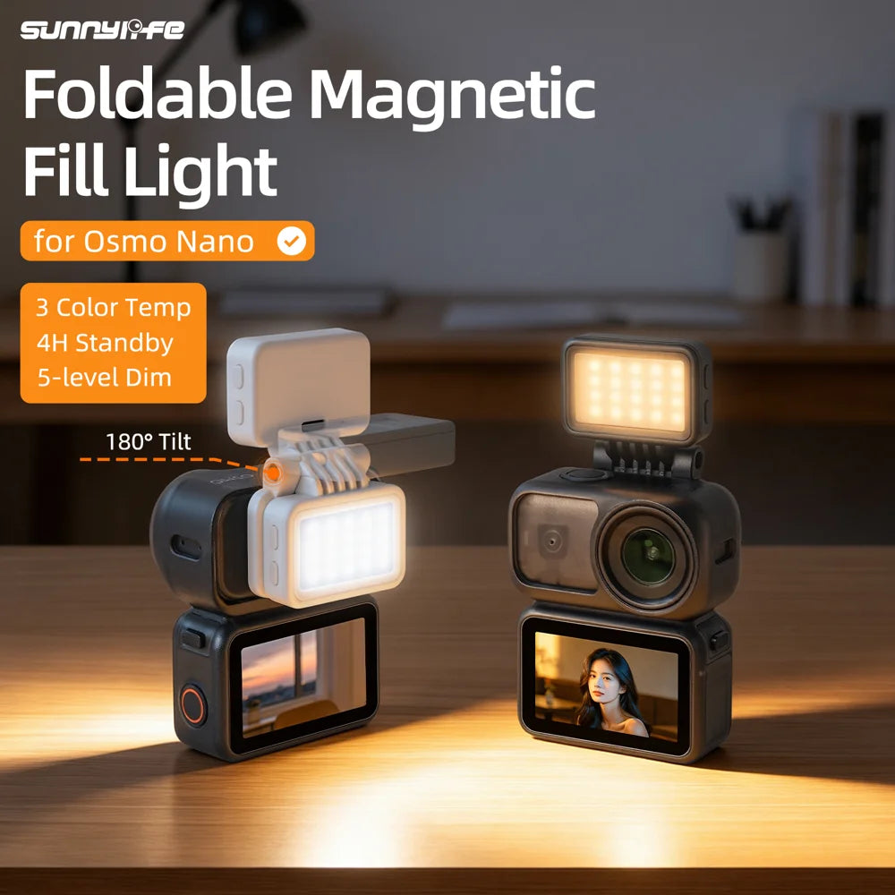 SUNNYLIFE For DJI Osmo Nano Magnetic Fill Light 3 Color Temperature LED Video Light Photography Accessories - Black - 2