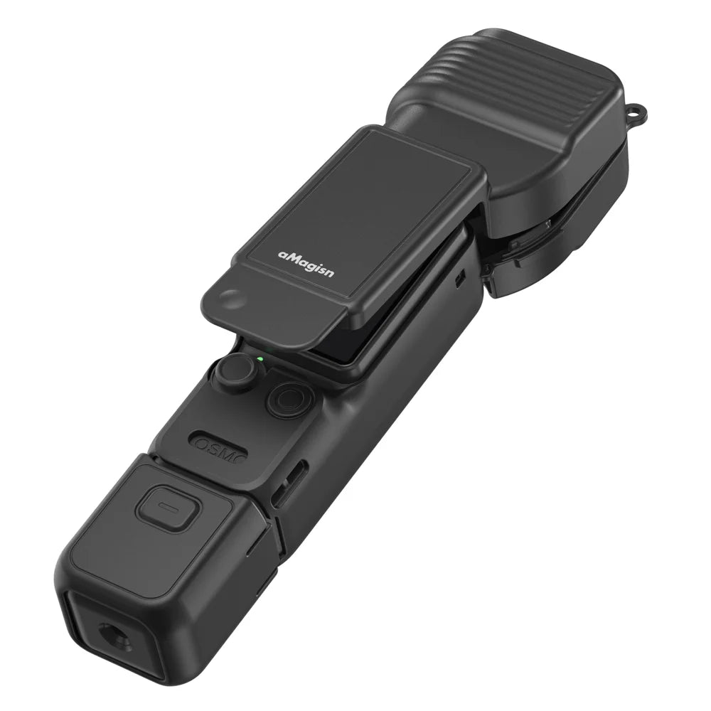 AMAGISN 3 in 1 for DJI Osmo Pocket 4 Protection Case Set with Gimbal Cover Silicone Body Case Handle Sleeve - Black - 1