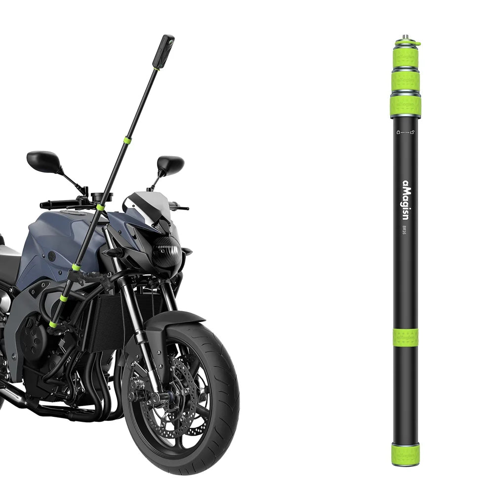 AMAGISN 1.5m Professional Motorcycle Selfie Stick for GoPro DJI Insta360 Action Camera Mount Telescopic Pole - 1.5m - 1
