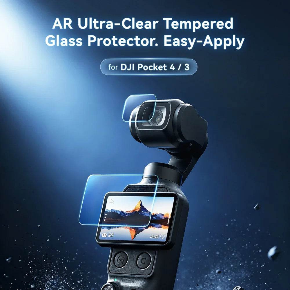 AMAGISN For DJI Osmo Pocket 4 / 3 AR Coating High Aluminum-silicon Glass Screen Protector and Lens Film Kit - 4
