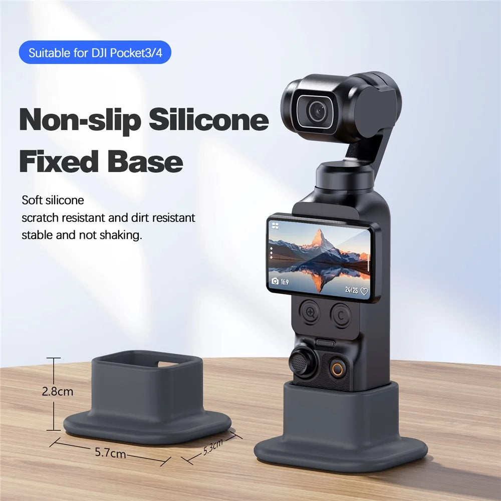 Silicone Base Stand for DJI Osmo Pocket 4  /  Pocket 3 Non-slip Desktop Mount Food Grade Stabilizer Holder - Grey Black - 2