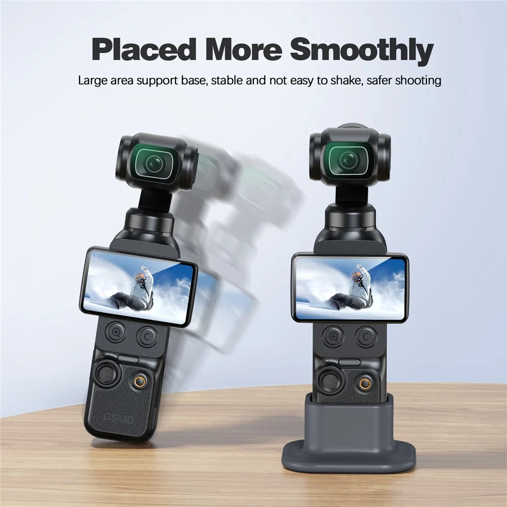Silicone Base Stand for DJI Osmo Pocket 4  /  Pocket 3 Non-slip Desktop Mount Food Grade Stabilizer Holder - Grey Black - 3