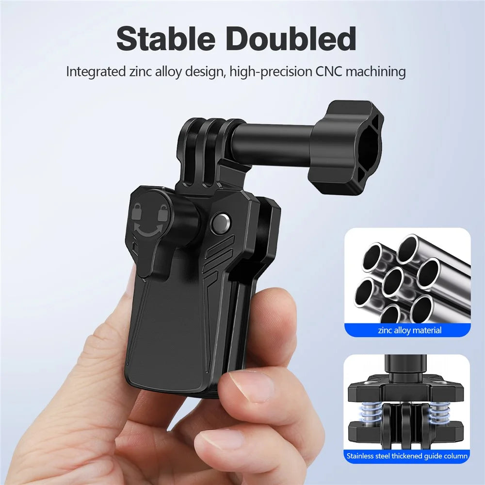 Windshield Clamp Mount for GoPro Hero 11  /  Hero 10  /  DJI Action 6  /  5  /  4  /  3  /  Insta360 X3  /  X2 Zinc Alloy Motorcycle Camera Holder - Black - 4