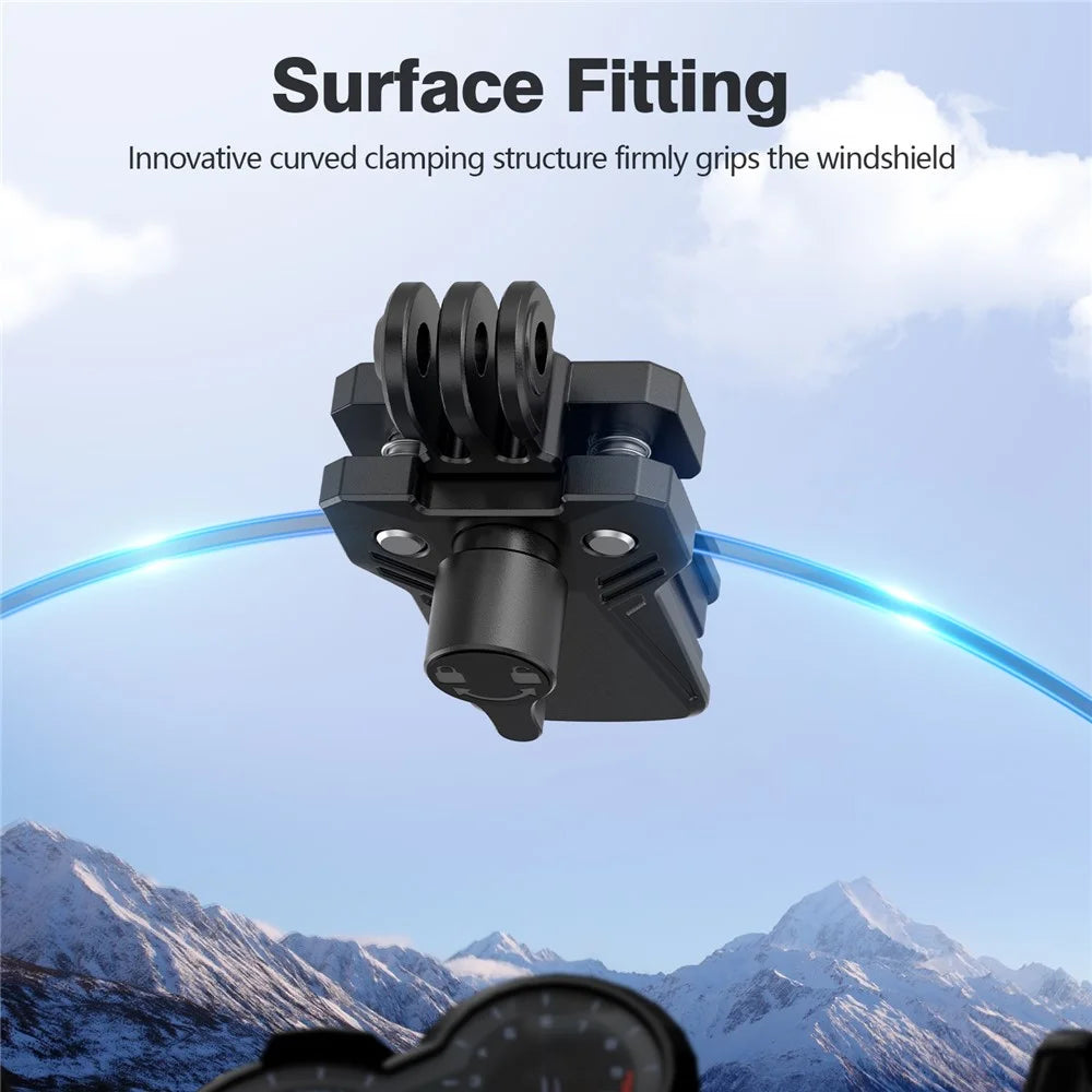 Windshield Clamp Mount for GoPro Hero 11  /  Hero 10  /  DJI Action 6  /  5  /  4  /  3  /  Insta360 X3  /  X2 Zinc Alloy Motorcycle Camera Holder - Black - 5
