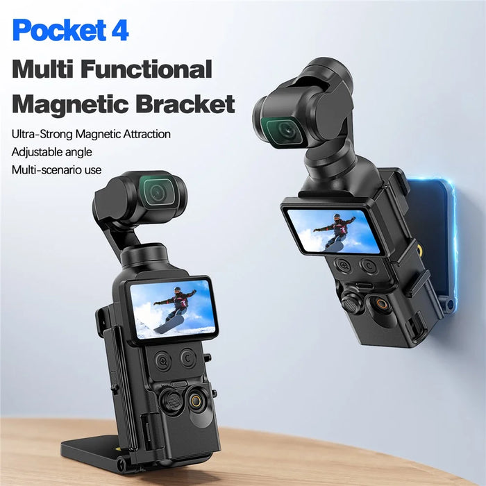 Multi-Functional Magnetic Mount Stand for DJI Osmo Pocket 4 Adjustable Angle Expandable Base Bracket - Black - 5