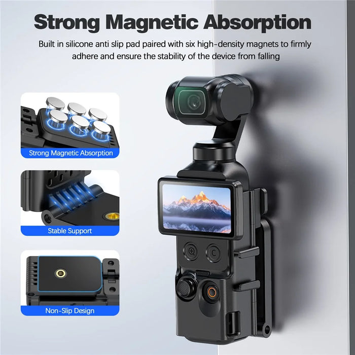 Multi-Functional Magnetic Mount Stand for DJI Osmo Pocket 4 Adjustable Angle Expandable Base Bracket - Black - 6