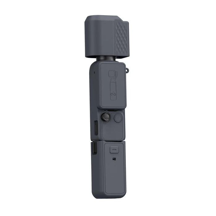 6Pcs Silicone Protective Cover Set for DJI Osmo Pocket 4 Camera Anti-slip Lens Cap Full Body Protection Case with Lanyard - Black - 1