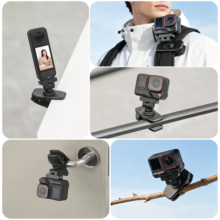 SUNNYLIFE For DJI Osmo Action 6 Magnetic Quick Release Backpack Clip 360 Degree Rotatable Clamp Mount Stand - Black - 6