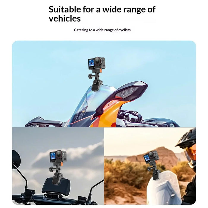 Motorcycle Windshield Clamp Mount Holder 180 Degree Rotation Action Camera Bracket for GoPro Insta360 DJI - Black - 7