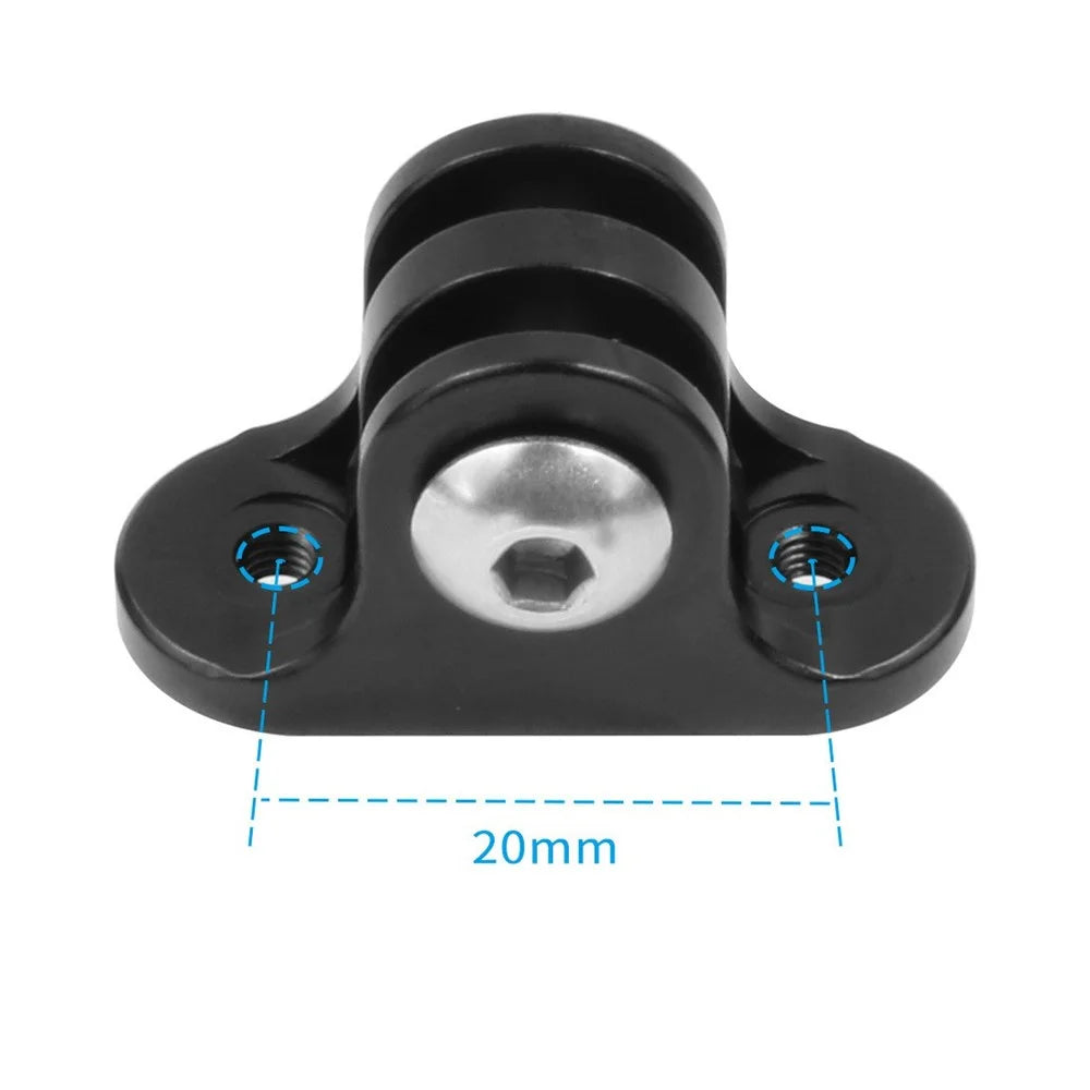 Bike Computer Mount Base 20mm Hole Distance Bicycle Light Bracket Action Camera Adapter with M3x10 Screws - Black - 3