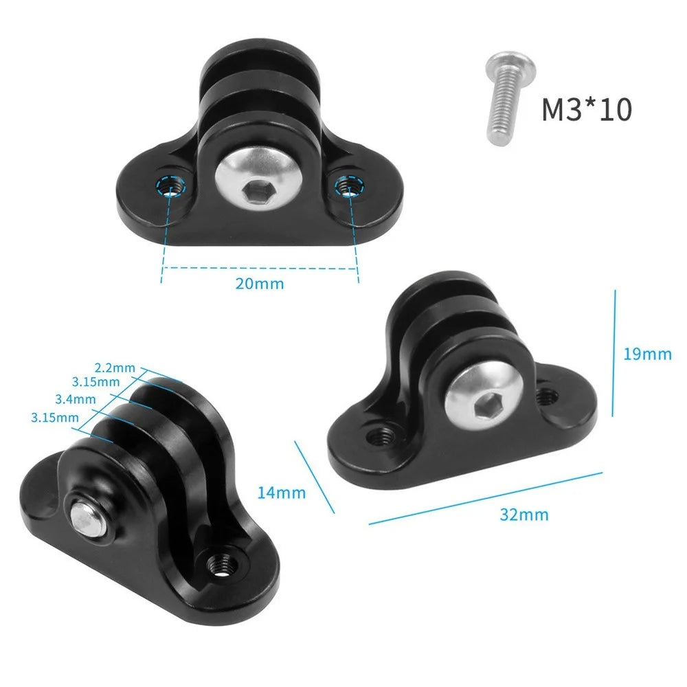 Bike Computer Mount Base 20mm Hole Distance Bicycle Light Bracket Action Camera Adapter with M3x10 Screws - Black - 5