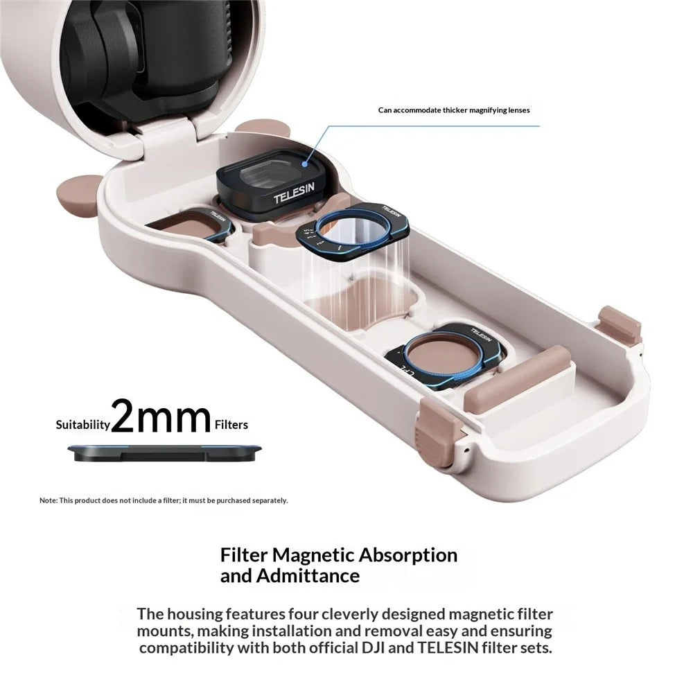 TELESIN S6-FMS-29WH-TDJ For DJI Osmo Pocket 4 / 3 Case PC + TPU Protective Cover with Shoulder Strap - White - 6