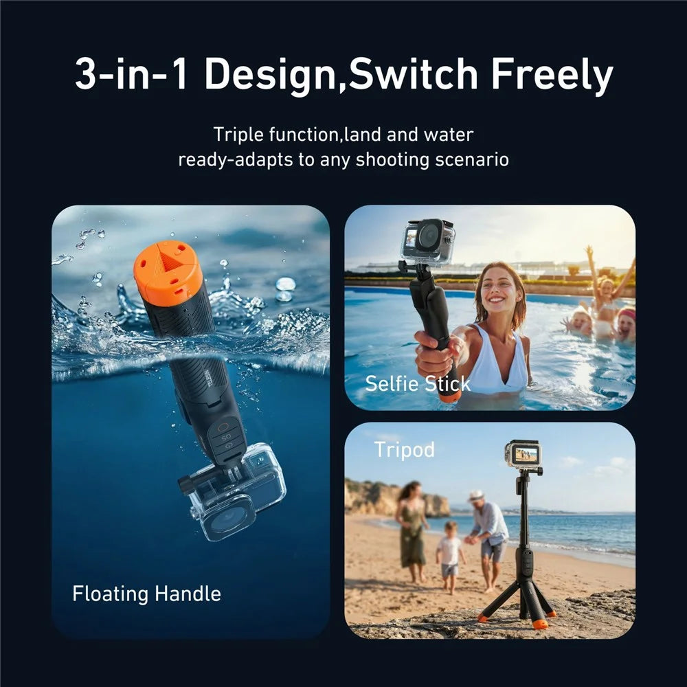 TELESIN S1-TSS-07-TDJ 3 in 1 Floating Handle for DJI Osmo Action 6 / 5 Pro / 4 Underwater Remote Selfie Stick Bluetooth-compatible Tripod - 5