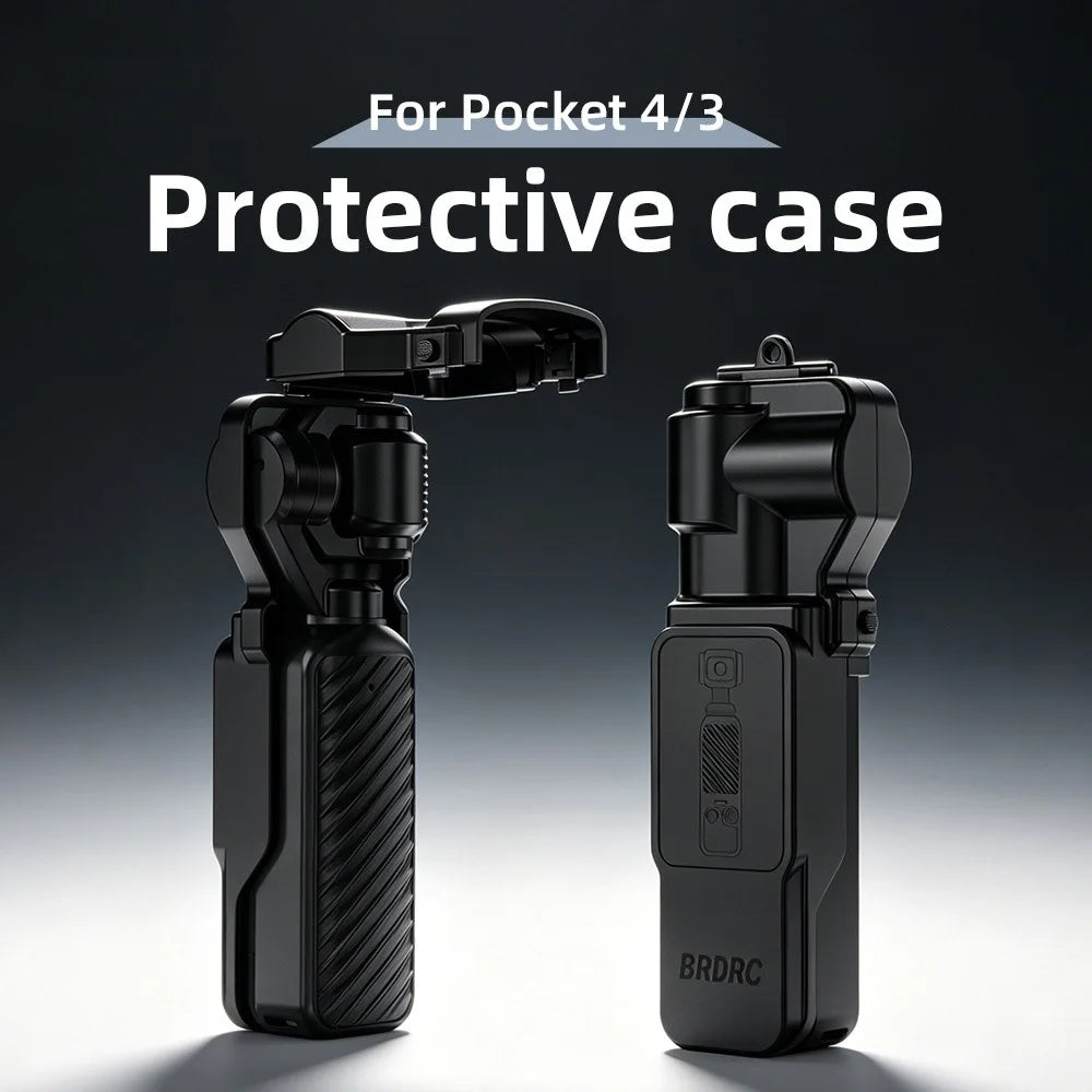 BRDRC For DJI Osmo Pocket 4  /  3 Protective Case Shockproof Flip Top Cover with Magnetic Filter Slot - Black - 2