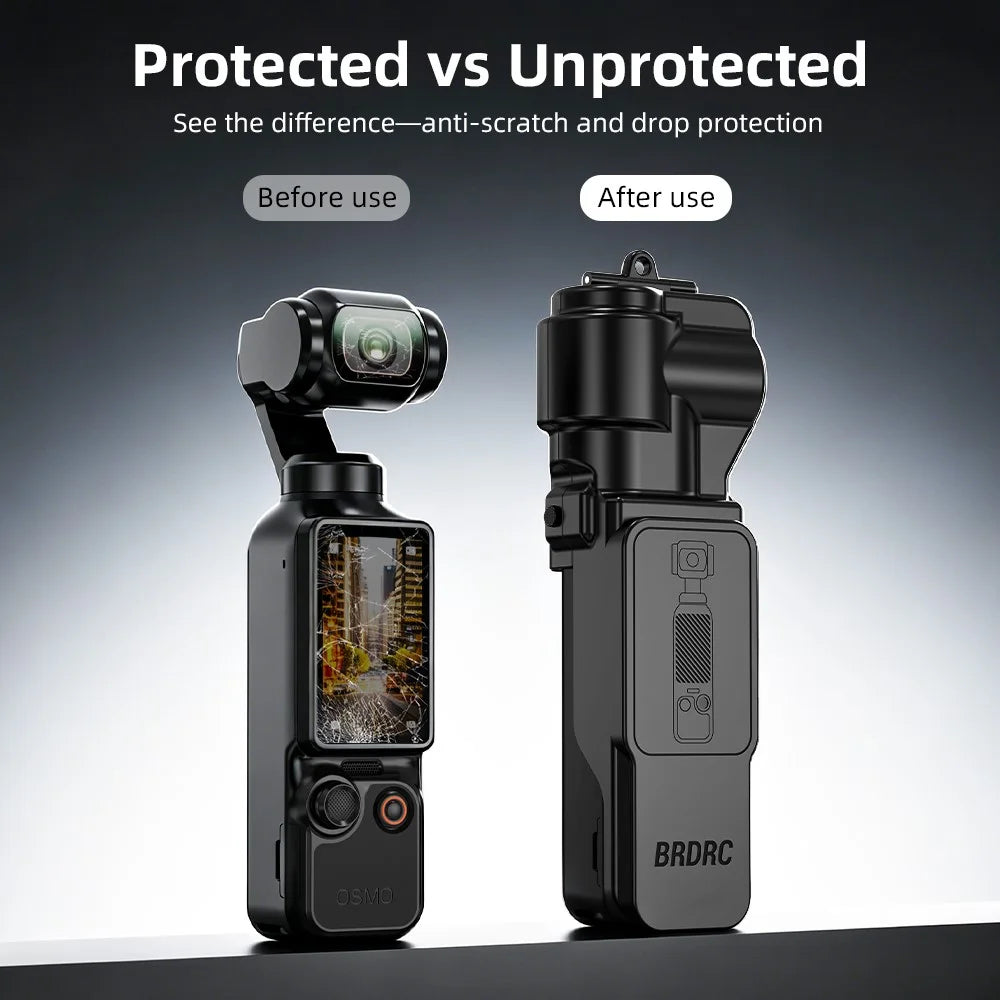 BRDRC For DJI Osmo Pocket 4  /  3 Protective Case Shockproof Flip Top Cover with Magnetic Filter Slot - Black - 4