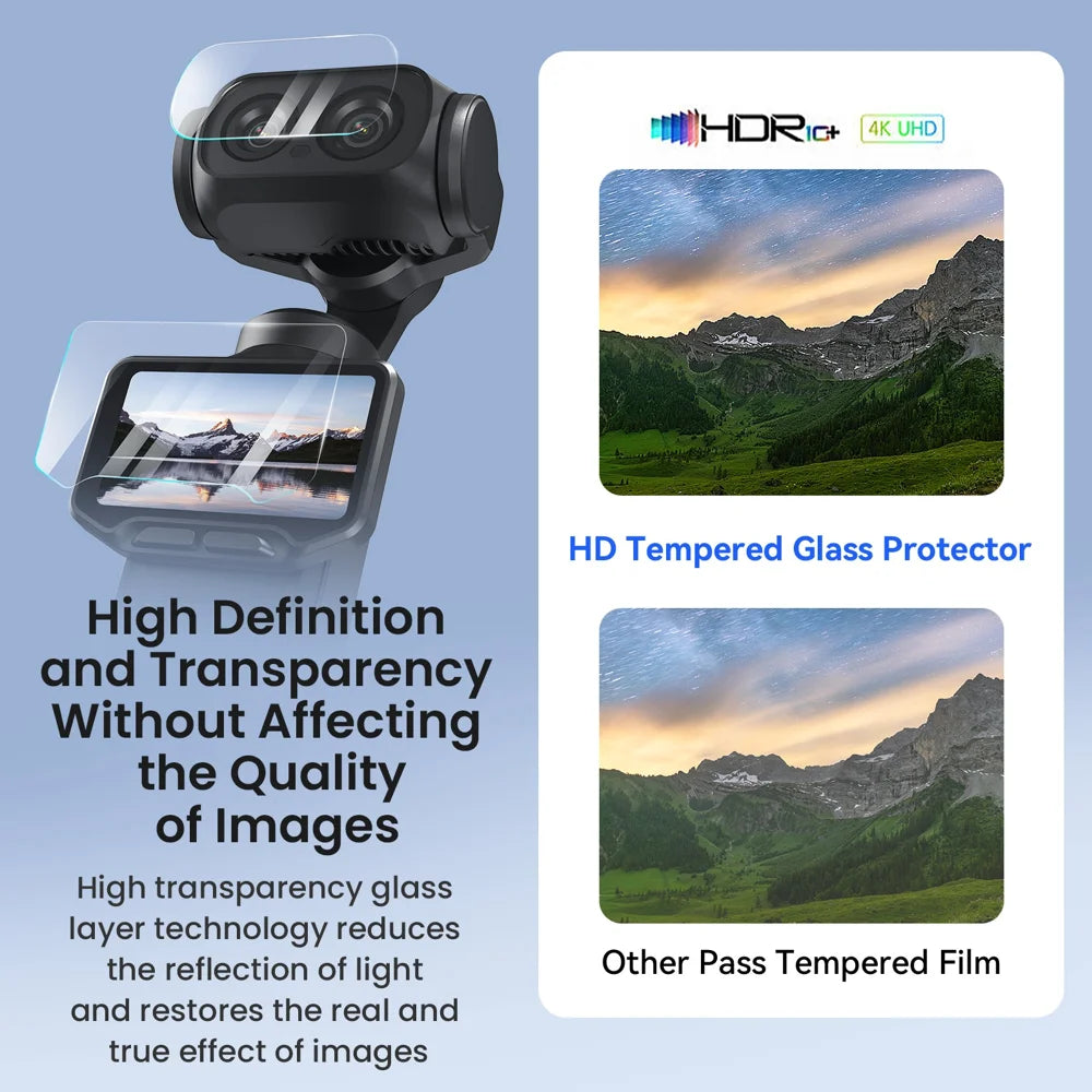 AMAGISN For Insta360 Luna Ultra 2Pcs Tempered Glass Screen Protector + 2Pcs Lens Film 9H Hardness Anti-Scratch - 5