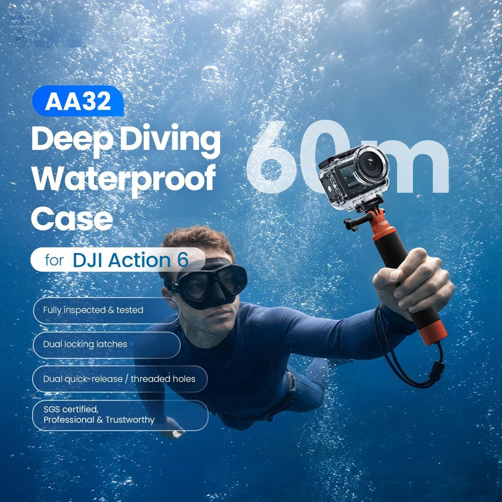 AMAGISN For DJI Osmo Action 6 Waterproof Case 60m Deep Diving Housing Underwater Protective Cover - 3