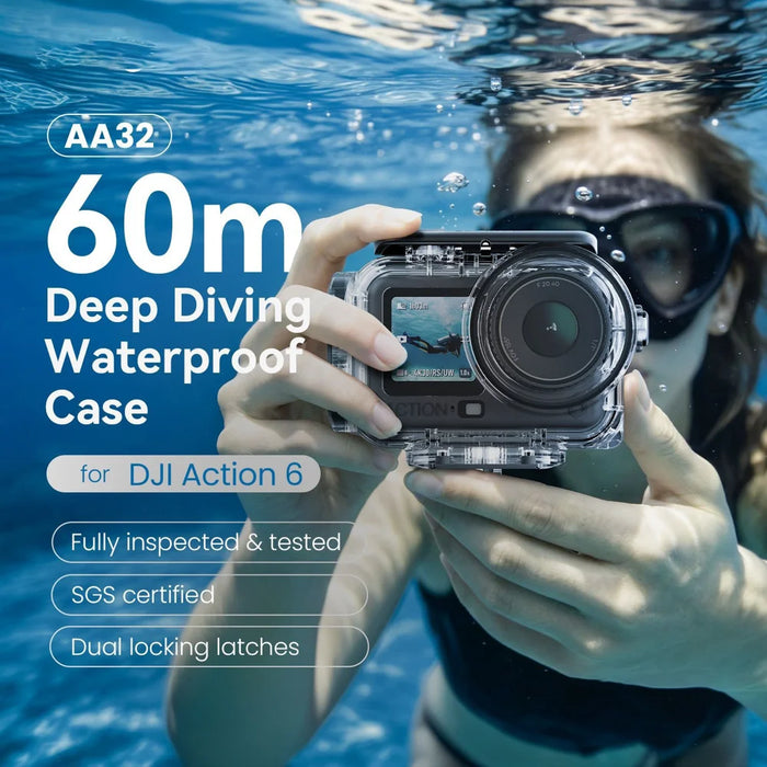 AMAGISN For DJI Osmo Action 6 Waterproof Case 60m Deep Diving Housing Underwater Protective Cover - 4