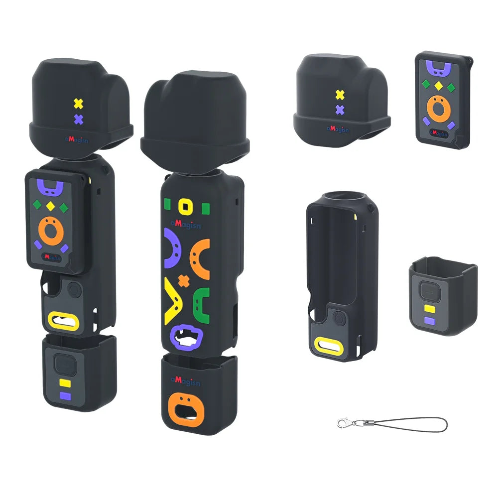 AMAGISN BD38 for DJI Osmo Pocket 4 Silicone Case Shockproof Scratch Resistant Protective Cover - Black - 1