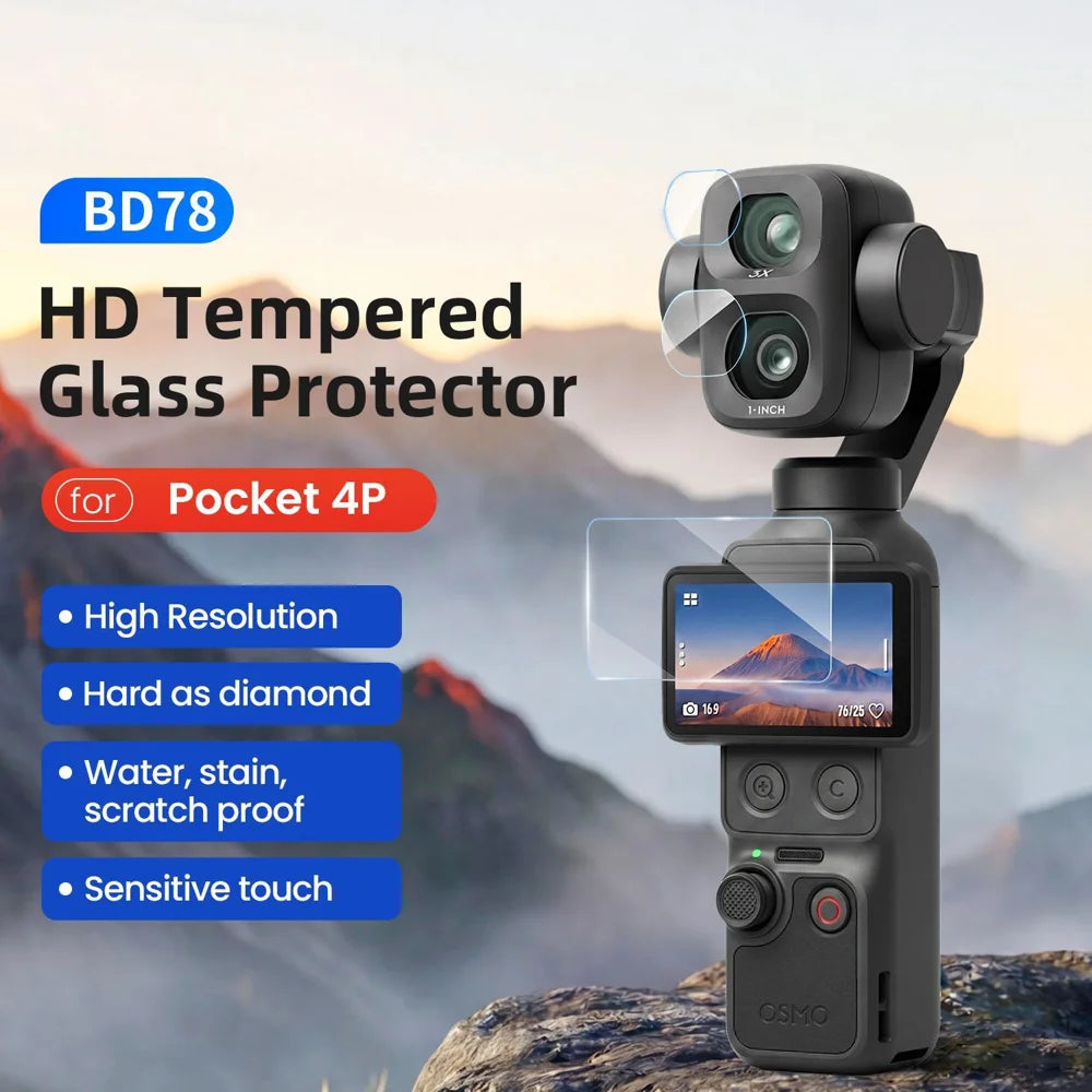AMAGISN BD78 2Pcs Screen Protector and Lens Film Set for DJI Osmo Pocket 4P HD 9H Anti-Fingerprint Tempered Glass Film - 5