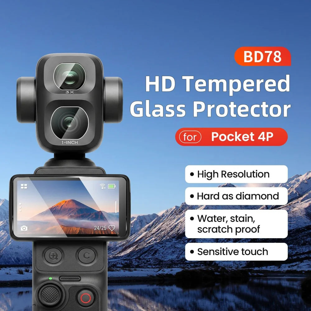 AMAGISN BD78 2Pcs Screen Protector and Lens Film Set for DJI Osmo Pocket 4P HD 9H Anti-Fingerprint Tempered Glass Film - 6