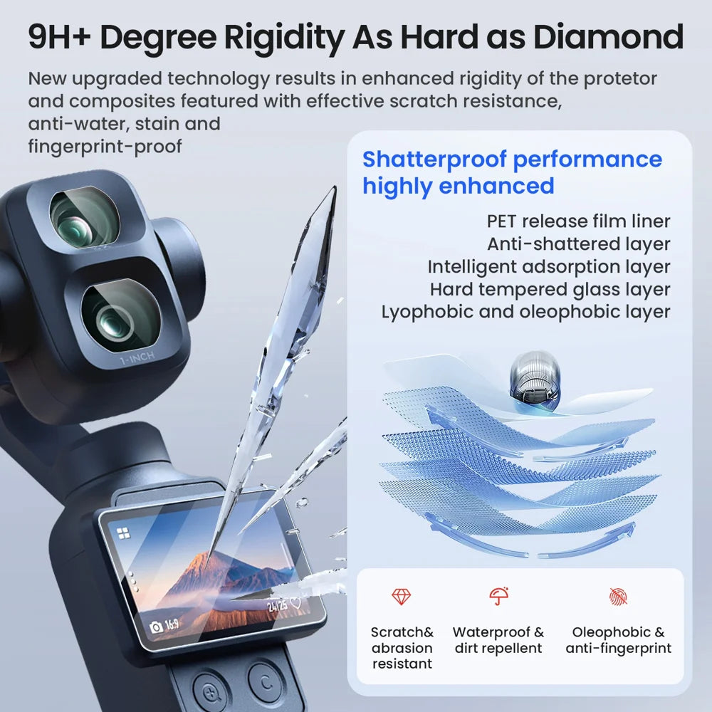 AMAGISN BD78 2Pcs Screen Protector and Lens Film Set for DJI Osmo Pocket 4P HD 9H Anti-Fingerprint Tempered Glass Film - 7
