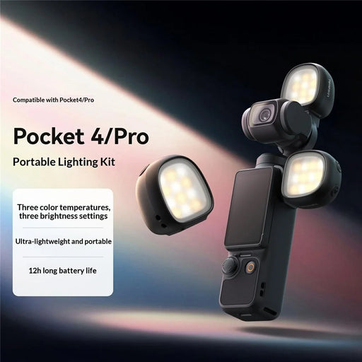 TELESIN S5-BGD-23-TDJ 2Pcs Mini Fill Light for DJI Osmo Pocket 4 / 4P Magnetic 3 Color Temp LED Video Light - Black - 2