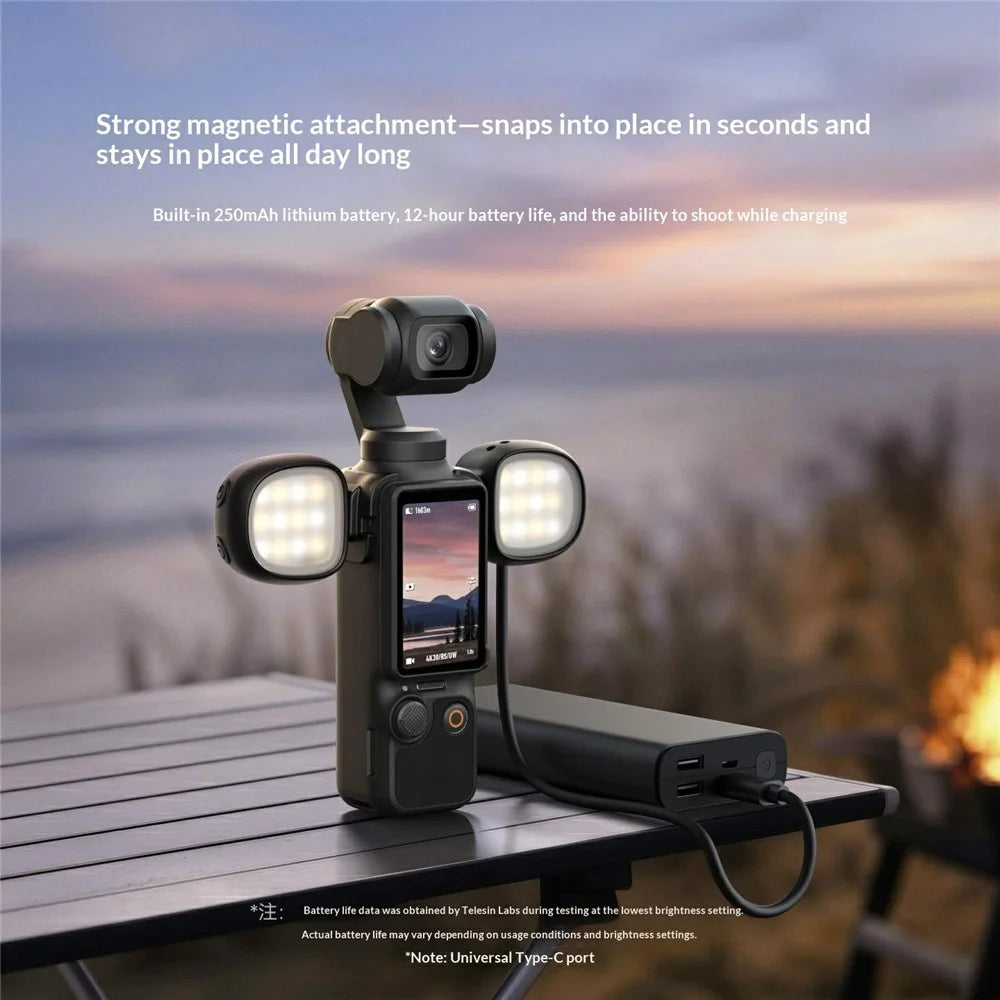 TELESIN S5-BGD-23-TDJ 2Pcs Mini Fill Light for DJI Osmo Pocket 4 / 4P Magnetic 3 Color Temp LED Video Light - Black - 5