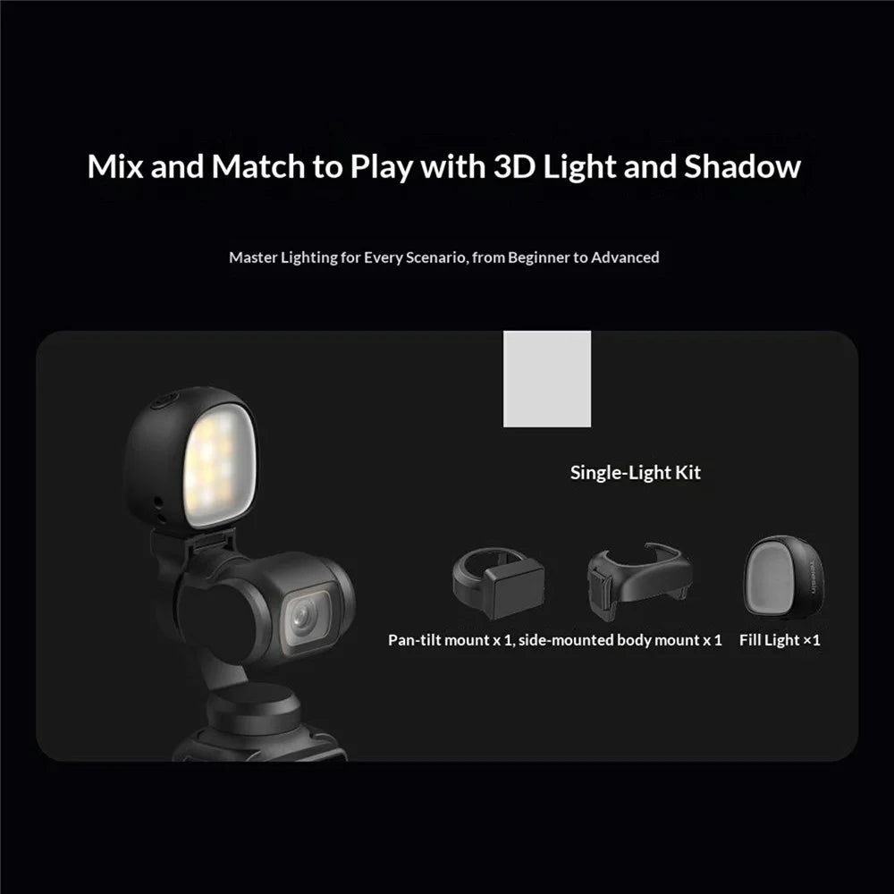 TELESIN S5-BGD-21-TDJ 1Pc Mini Fill Light for DJI Osmo Pocket 4 / 4P Magnetic 3 Color Temp LED Video Light - Black - 4