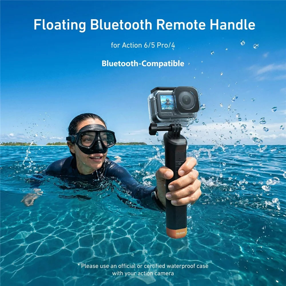 TELESIN S4-FHG-01-TDJ Floating Handle Bluetooth-compatible Remote IP68 Waterproof for DJI OsmoAction 6 / 5 Pro / 4 - 3