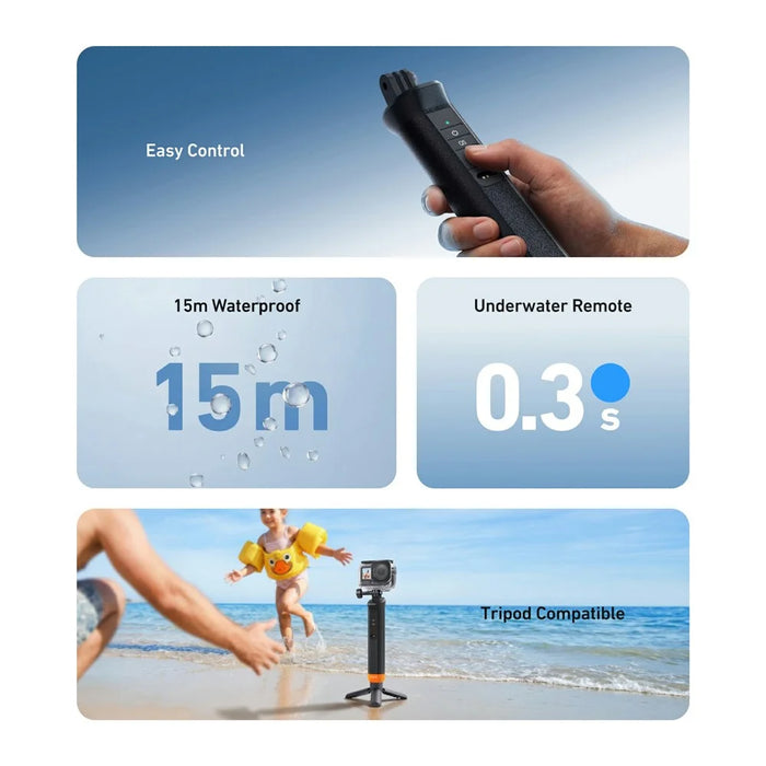 TELESIN S4-FHG-01-TDJ Floating Handle Bluetooth-compatible Remote IP68 Waterproof for DJI OsmoAction 6 / 5 Pro / 4 - 4