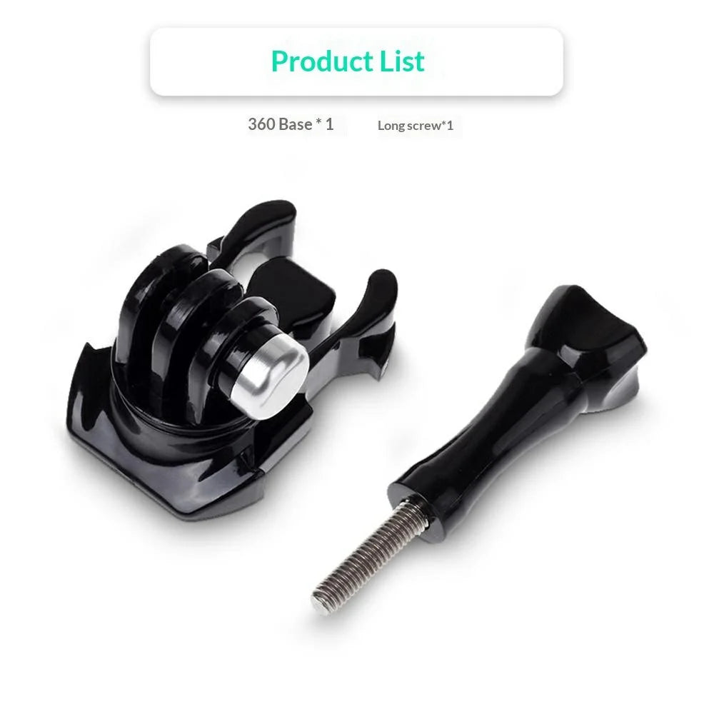 360 Degree Rotating Swivel Base Helmet Mount Quick Release for Action Camera - Black - 5