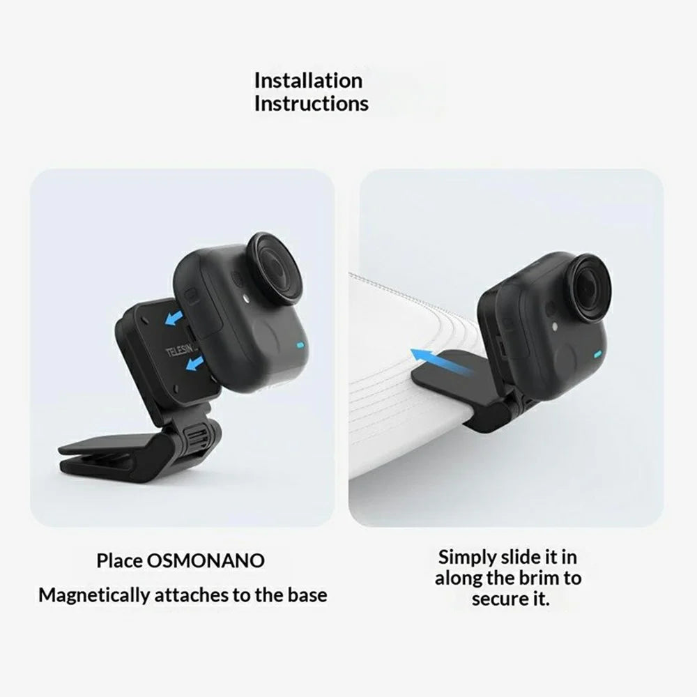 TELESIN S3-HMH-05-TIS For Insta360 Go Ultra Magnetic Brim Clip Adjustable POV Camera Mount - Black - 6