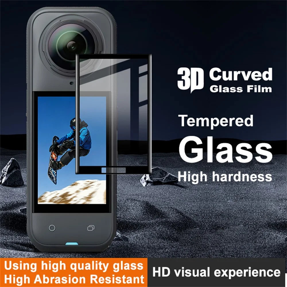 IMAK for Insta360 X5 Screen Protector 3D Curved Anti-Scratch HD Clear Tempered Glass Film - Transparent - 3