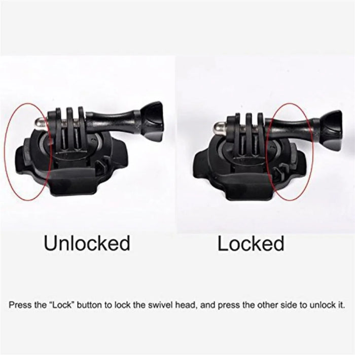 360 Degree Rotating Helmet Mount for GoPro Action Camera Quick Release Adhesive Base - Black - 7