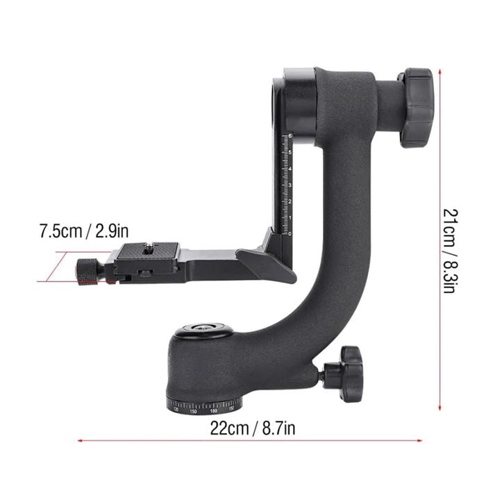 Panoramic 360 Degree Vertical Gimbal Tripod Head 1/4 inch Screw Telephoto Lens Quick Release Plate for DSLR Camera - 6