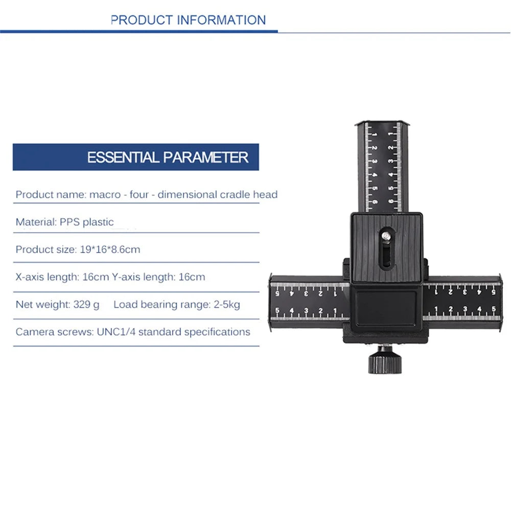 Two-Way Macro Frame Four-Dimensional Macro Tripod Head Fine-Tuning Long-Shaped Tripod Head for Macro Shooting - 3