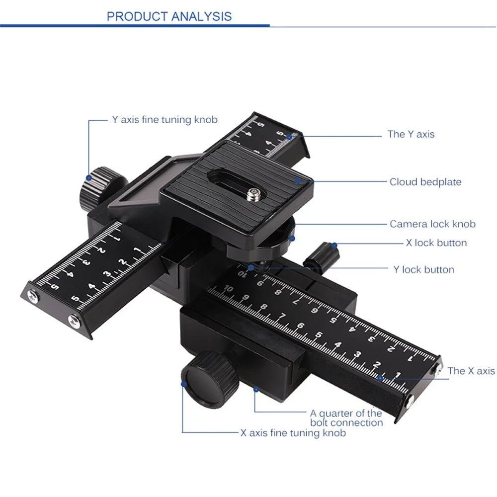 Two-Way Macro Frame Four-Dimensional Macro Tripod Head Fine-Tuning Long-Shaped Tripod Head for Macro Shooting - 5