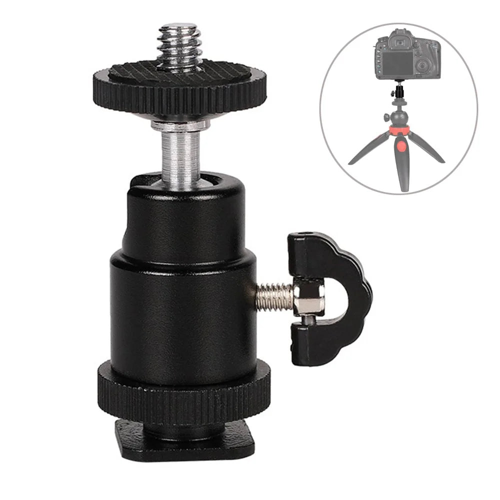 1/4" Screw Mini Hot Shoe Ball Head Flash Bracket Holder Mount for Camera Tripod - 1