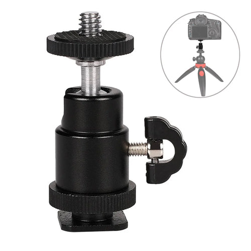 1/4" Screw Mini Hot Shoe Ball Head Flash Bracket Holder Mount for Camera Tripod - 1