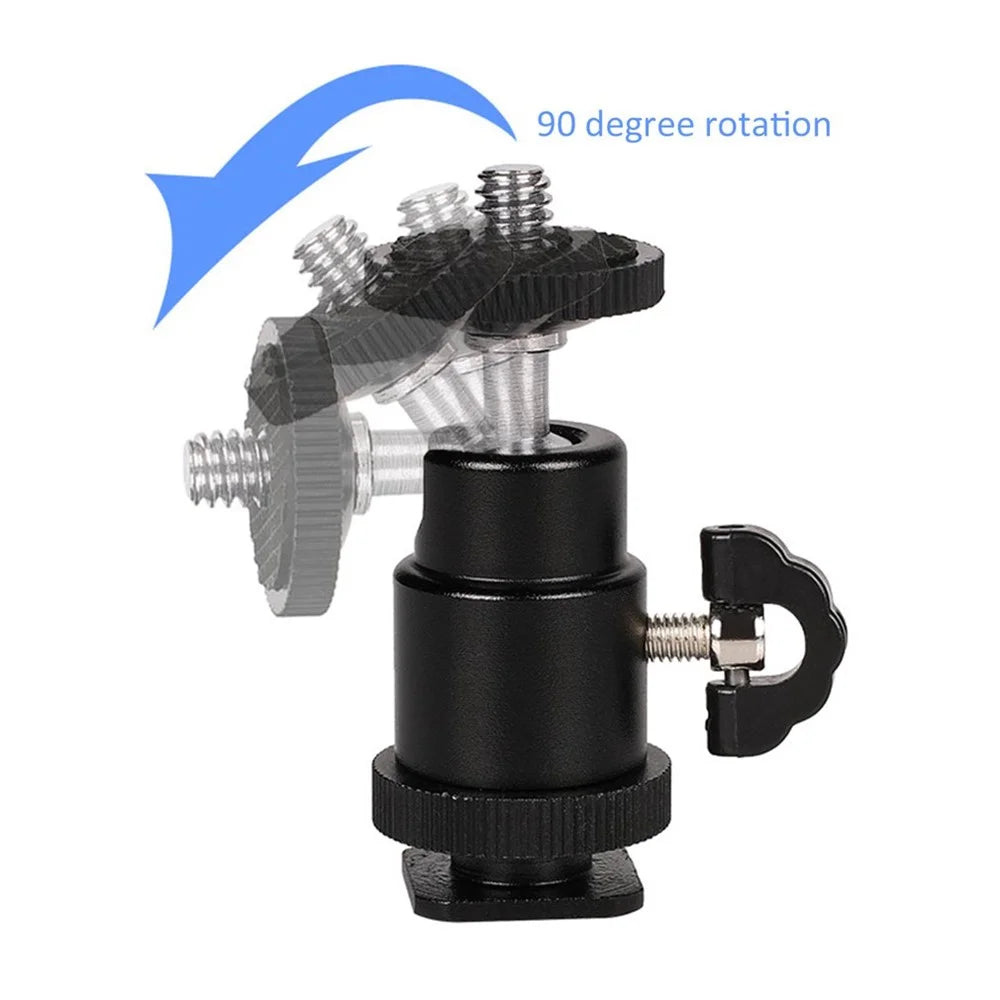 1/4" Screw Mini Hot Shoe Ball Head Flash Bracket Holder Mount for Camera Tripod - 4