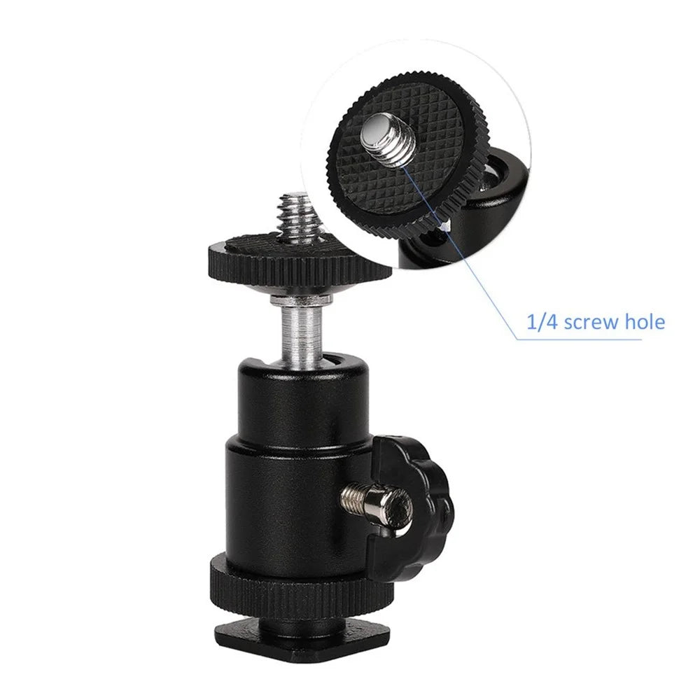 1/4" Screw Mini Hot Shoe Ball Head Flash Bracket Holder Mount for Camera Tripod - 5