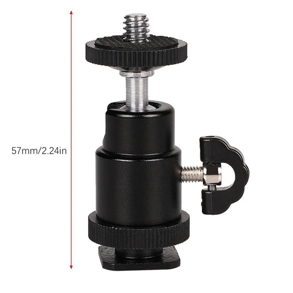 1/4" Screw Mini Hot Shoe Ball Head Flash Bracket Holder Mount for Camera Tripod - 7