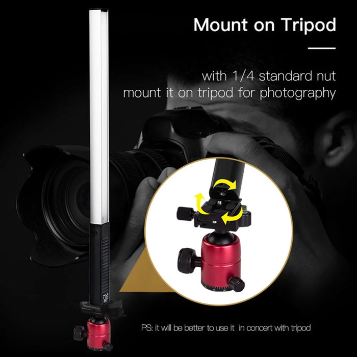 LUXCEO Q508A 8-color Photography RGB Fill Light Adjustable Color Temperature Handheld Video Light - Black/White - 3