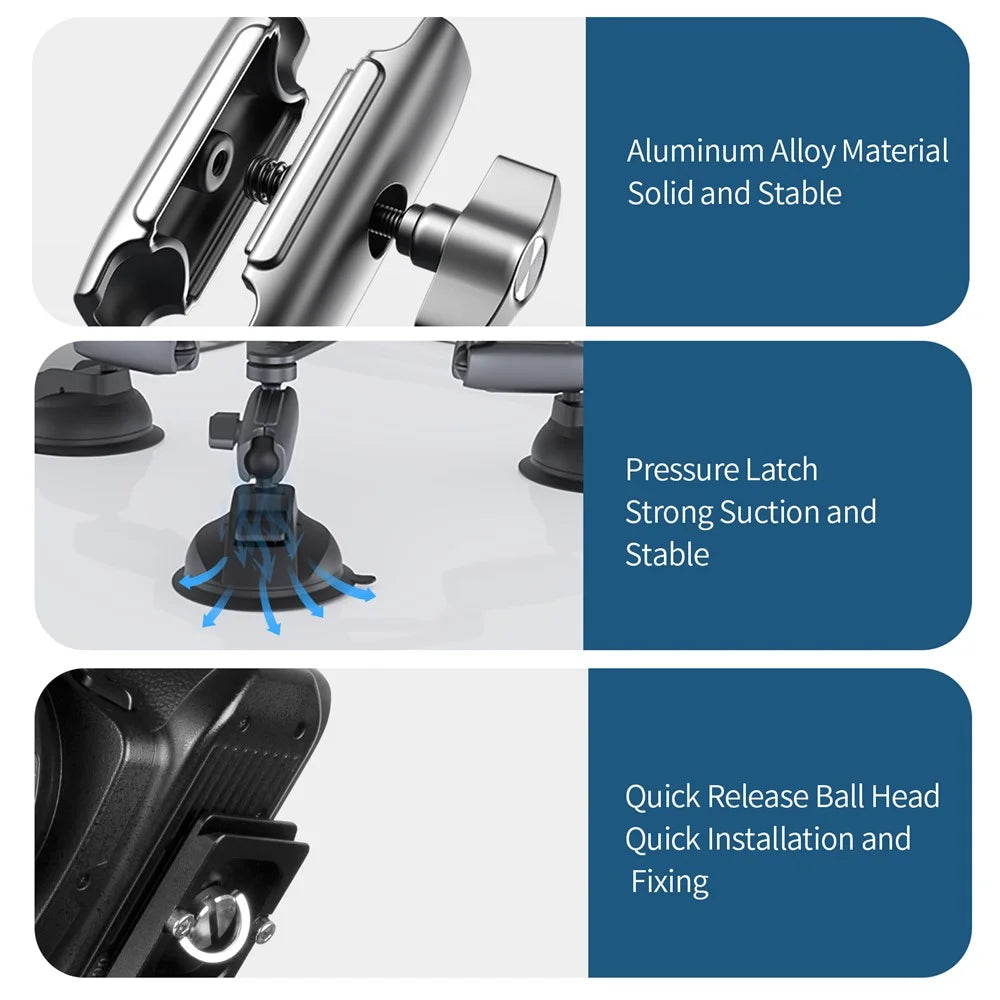 TELESIN TE-TSB-001 Three Suction Cups Action Camera Tripod Mount Bracket Holder Photography Stand for Gopro/Insta360 - 4