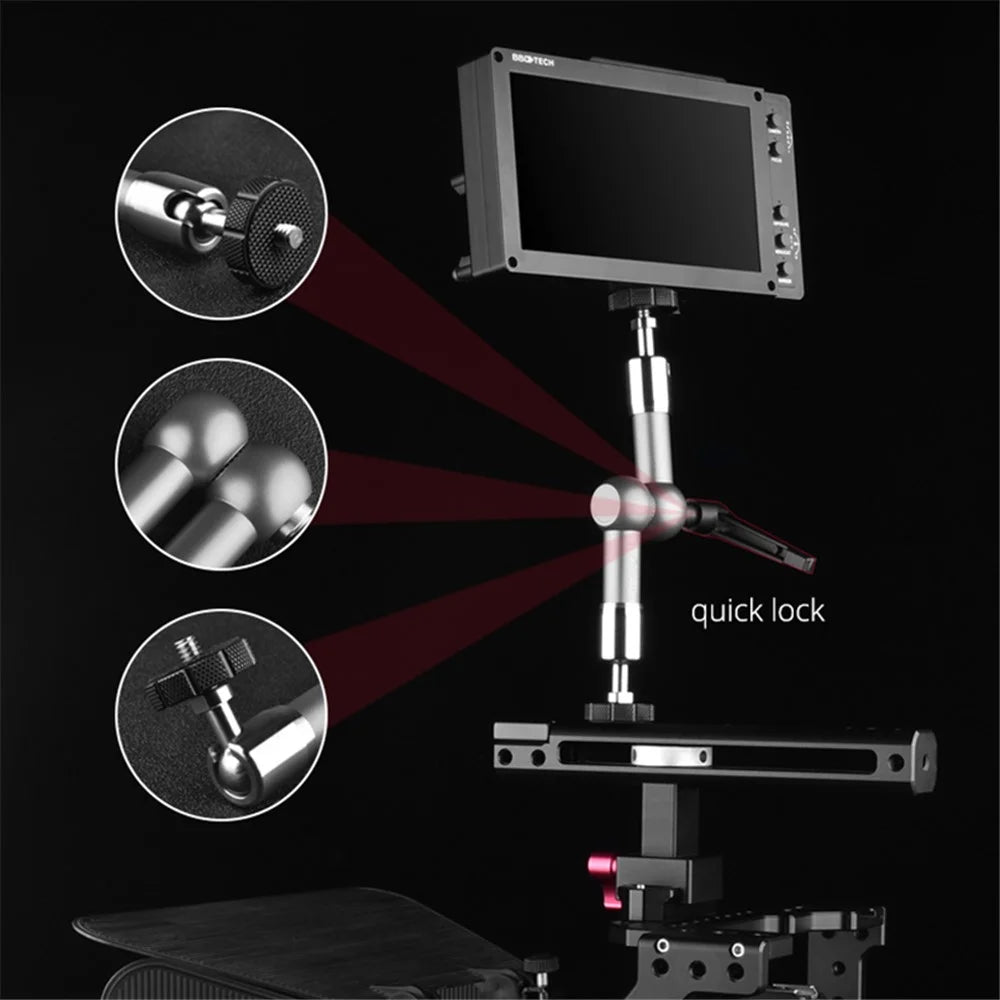 YELANGU LWSY-L11 11-inch Quick Lock Camera Rotating Metal Bracket Extension Arm Mount with 1/4 Adapter for DV Monitor LCD Screen - 4