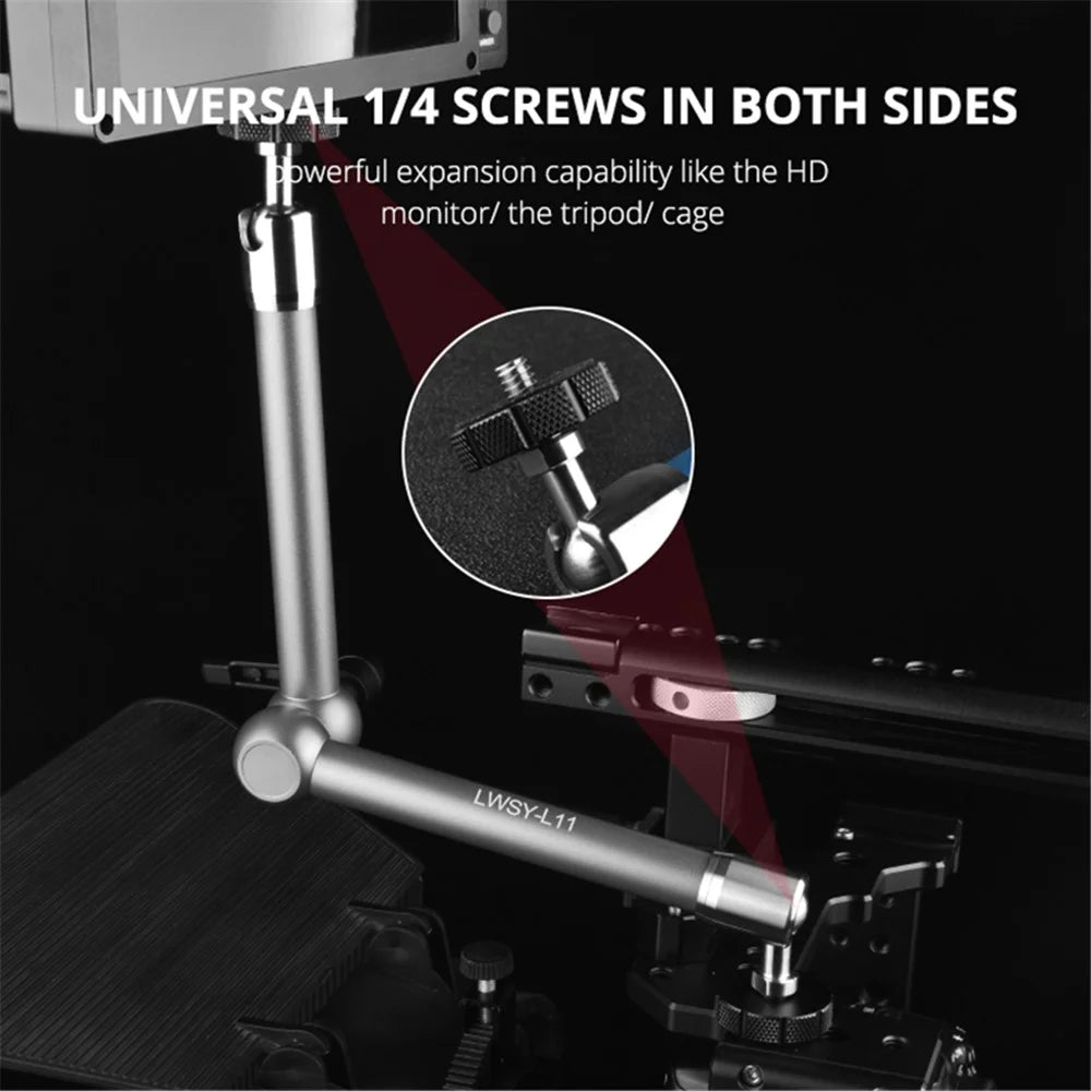 YELANGU LWSY-L11 11-inch Quick Lock Camera Rotating Metal Bracket Extension Arm Mount with 1/4 Adapter for DV Monitor LCD Screen - 7