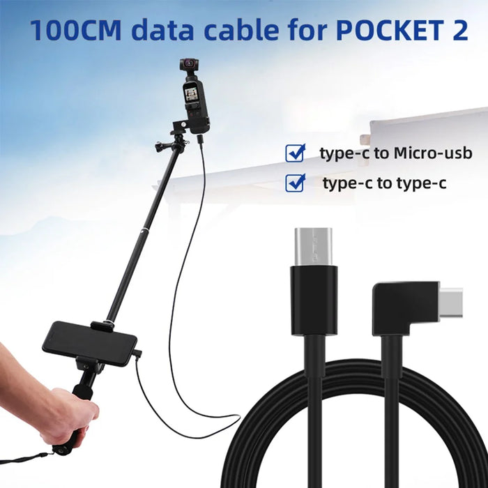100cm Data Line Camera Direct Connection to Mobile Phone Conversion Wire Type-C to Type-C/Micro USB Cable for DJI Osmo Pocket 2 - Type-C to Type-C - 4