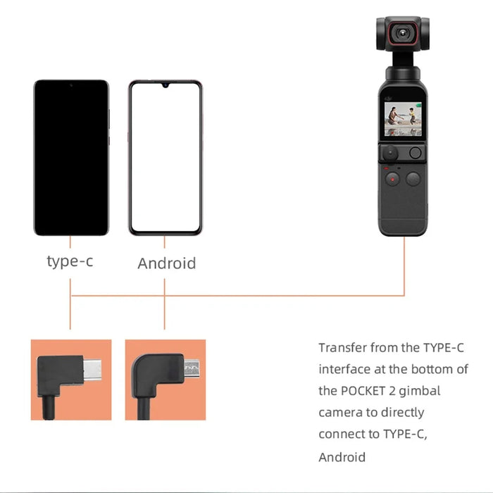 30cm Data Transfer Line Cable for DJI Osmo Pocket 2 Camera Direct Connection to Mobile Phone - Type-C to Type-C - 4